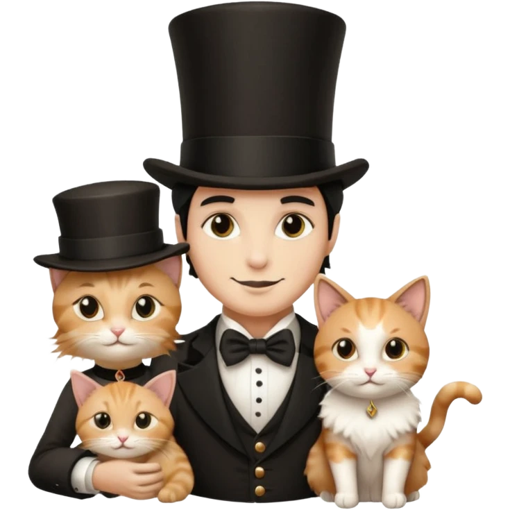 magician couple and their pet cat emoji