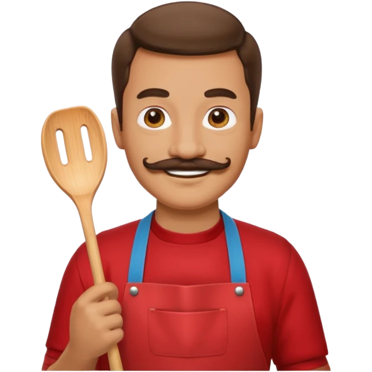 guy red apron smiling emoji