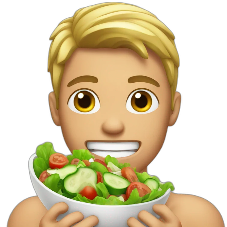 muscular young guy eating salad emoji