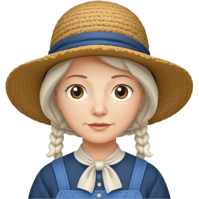 Puritan farmer female middle age white bonnet hat amish emoji