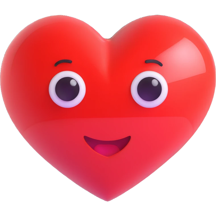 red heart, glossy, 3D effect, emoji style emoji
