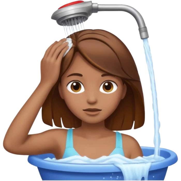 Girl with brown hair washing her hair  emoji