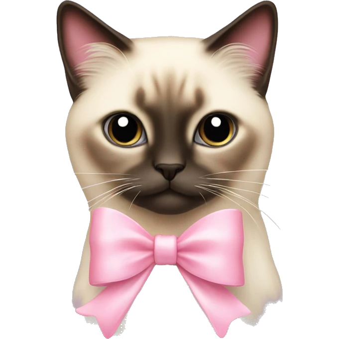 Long haired Siamese cat with pastel pink bow emoji