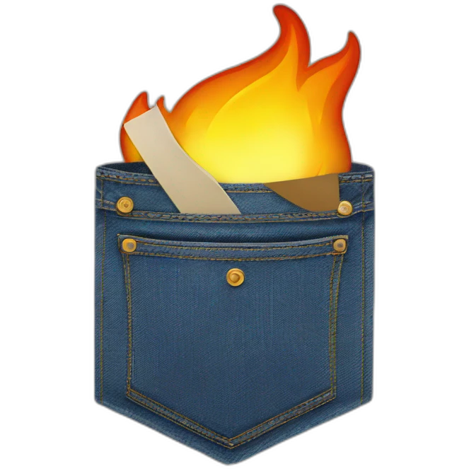 denim pocket on fire emoji