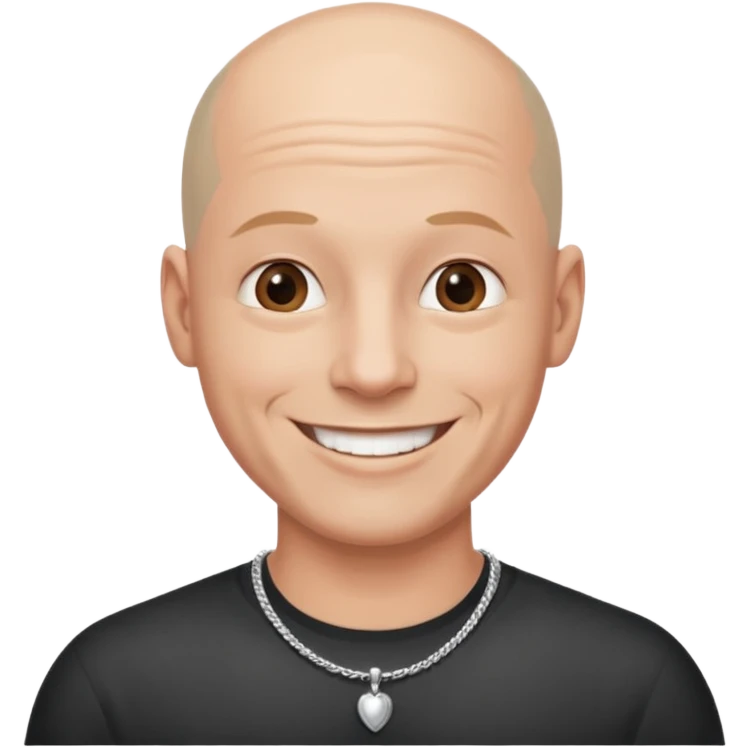 a bald man only wearing necklace emoji