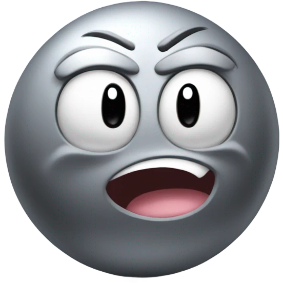 Metal cute mad Kirby Gray ball driving on car wheels with mad eyebrows game emoji
