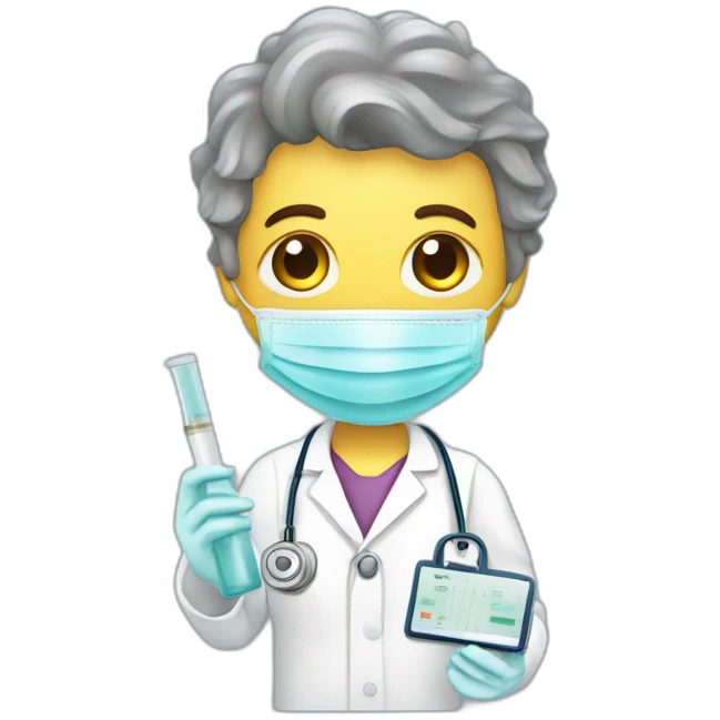 bot in medical pathology lab holding a biopsy sample emoji