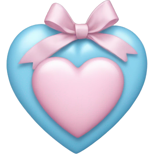 Light blue heart with light pink bow emoji