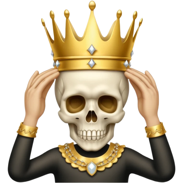 Skull with hands on head and a crown and no diamonds emoji
