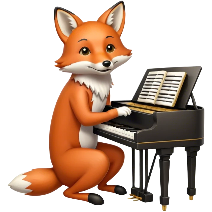 Fox playing an upright piano emoji