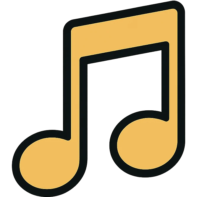 music icon in gold and black, outlined style emoji