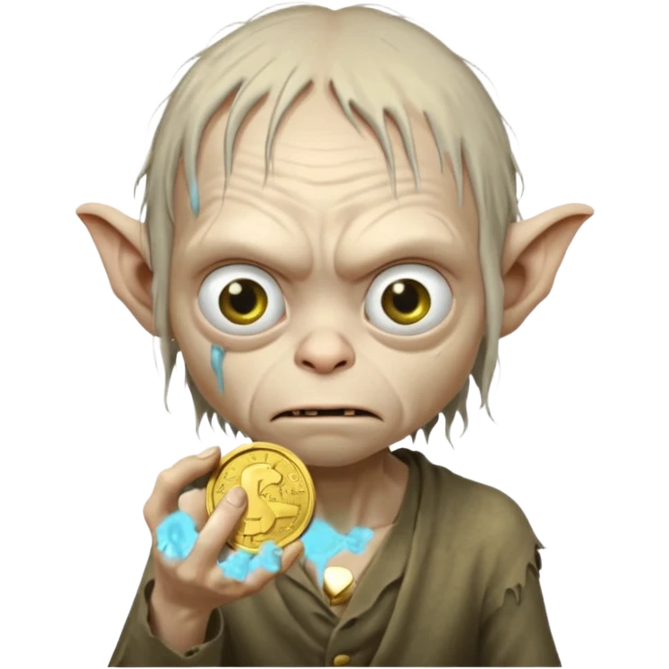 Gollum clutching a gold coin emoji
