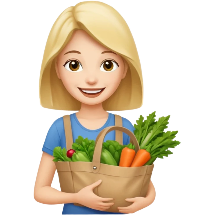 Shopper with veggie tote emoji