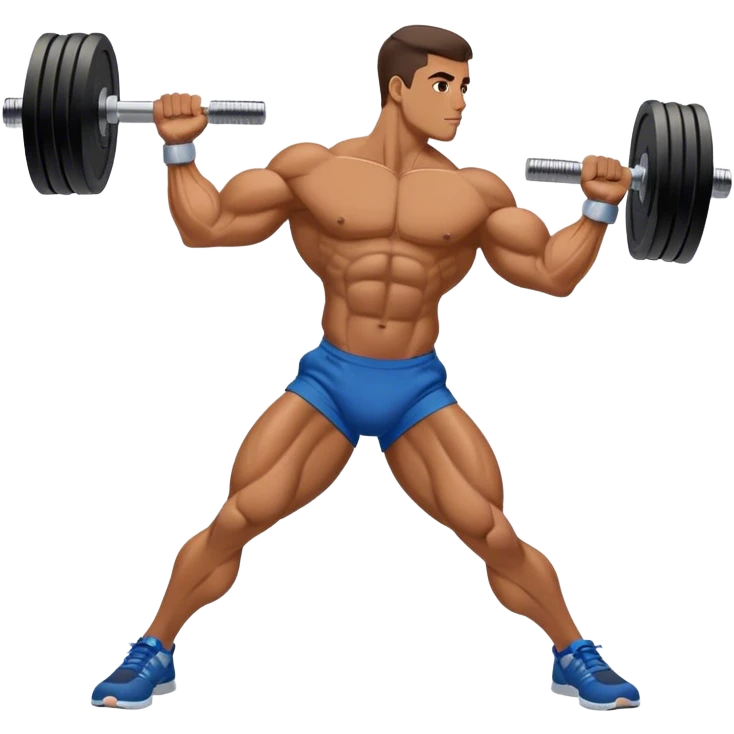 side-view bodybuilder dumbbell lunges emoji