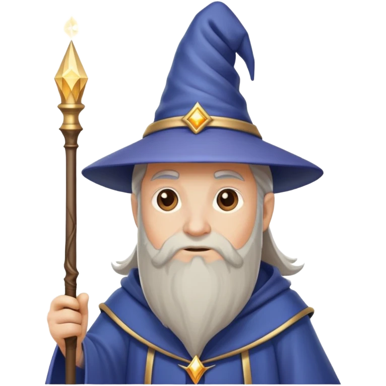 wizard with pointed hat and magic wand emoji