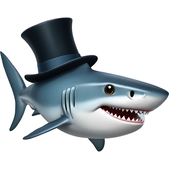 Shark with a top hat emoji