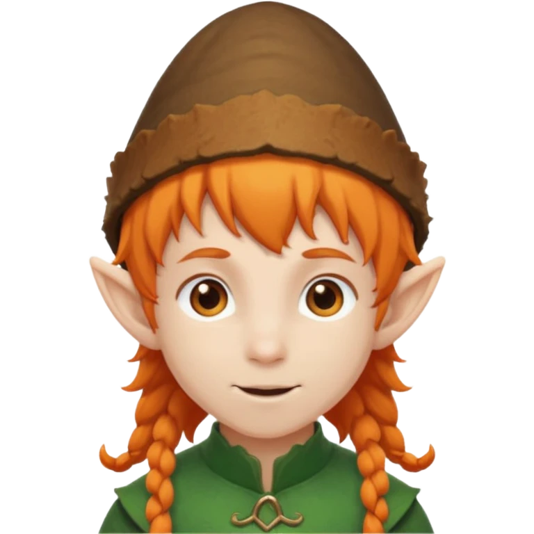 Orange Haired Elf, Elf boy with orange ponytail and acorn hat emoji