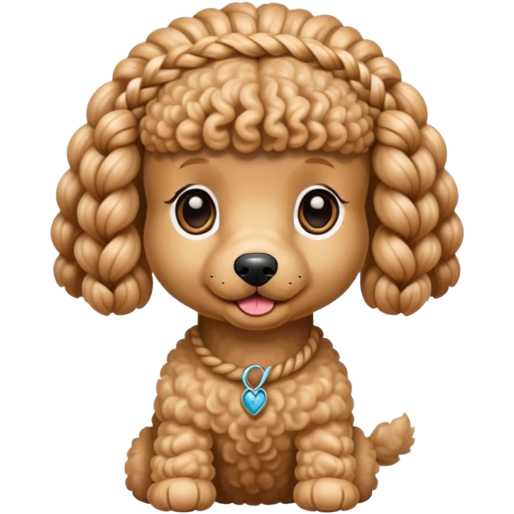 Miniature poodle with braids on its head emoji