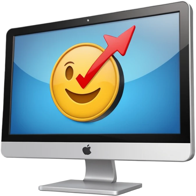 computer monitor with a check mark emoji