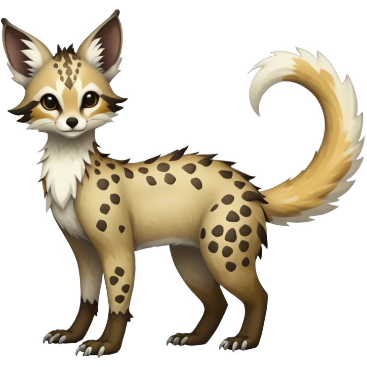 Feral Rare Fantasy Vernid-Trico-species by LiLaiRa, random markings, tufted tail, tufted ears, full body emoji