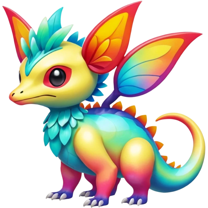 Colorful Exotic Pokémon-Fakémon-hybrid-creature (full body) emoji