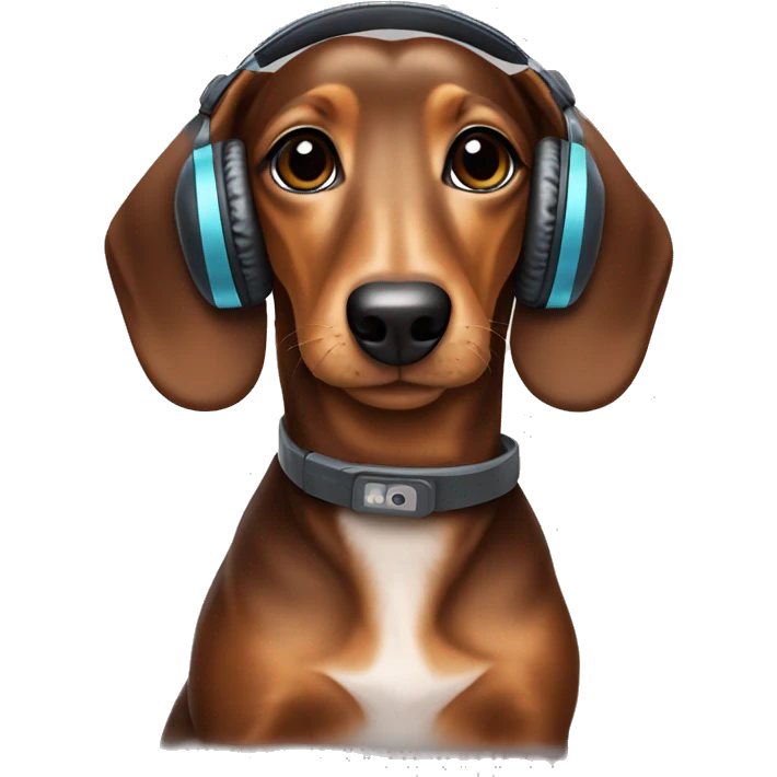 dachshund brunette dog with headphones  emoji