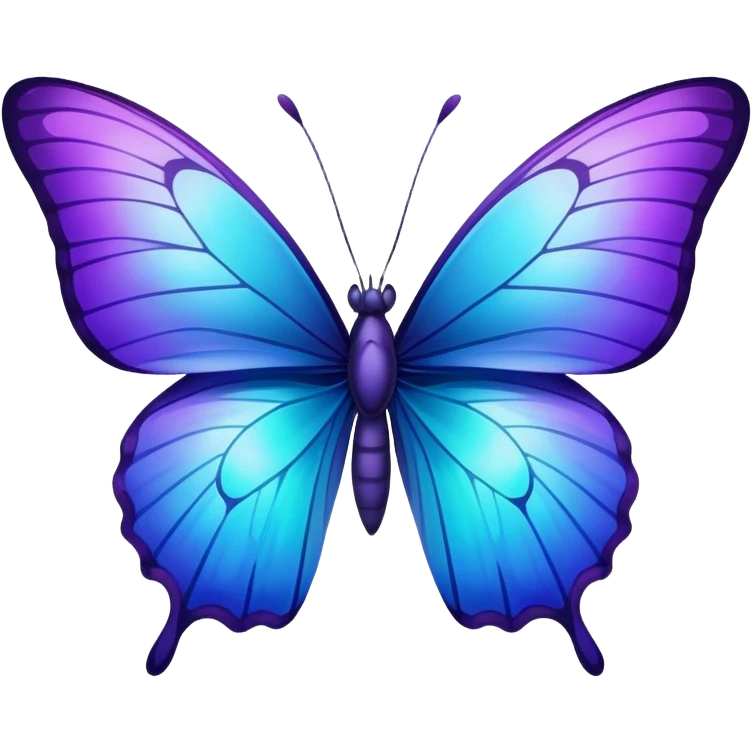 Gradient iridescent purple indigo blue cyan butterfly emoji