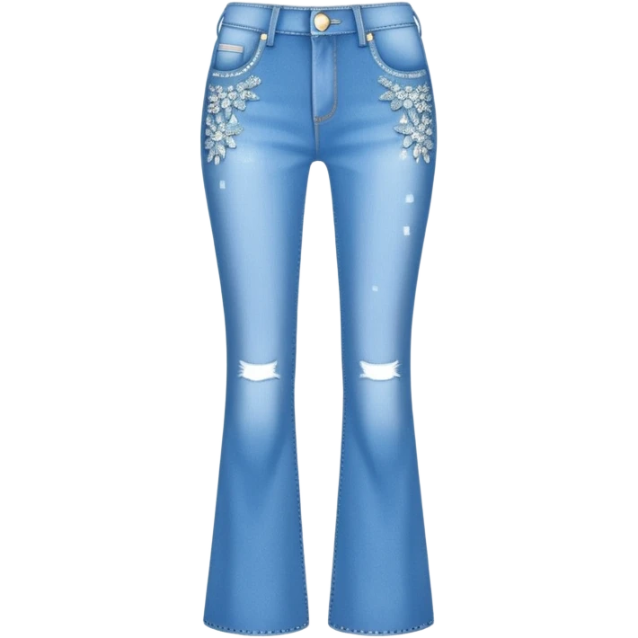 Rhinestone glittery flared jeans emoji