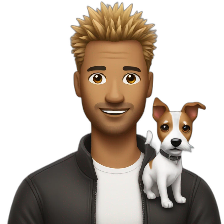 Man with spiky hair with jack russell terrier emoji