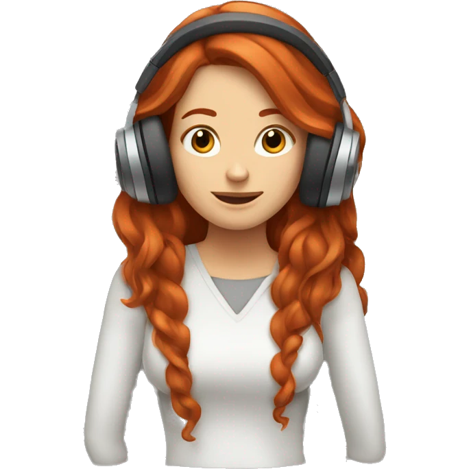 long haired redhead woman listening to music emoji