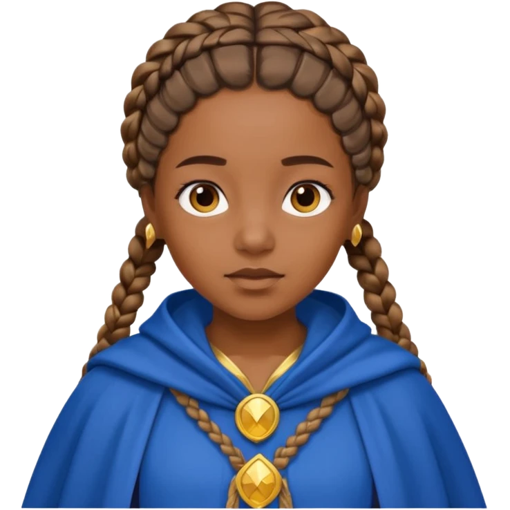 brown skin girl with braided hair, wearing blue cloak emoji