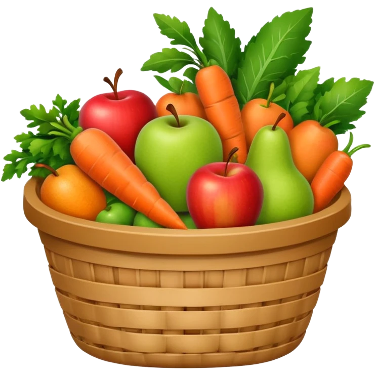 basket with assorted produce, colorful and inviting, apple style emoji emoji