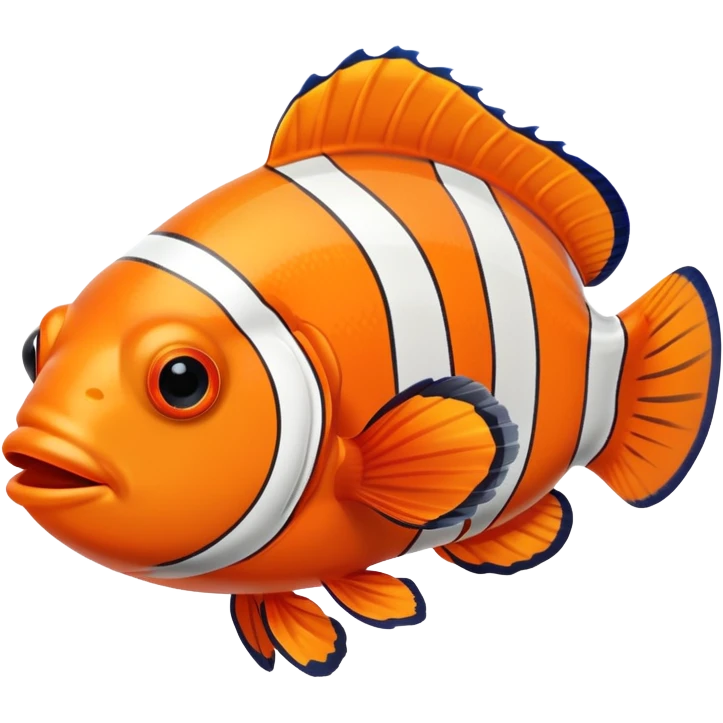 An orange and white striped clown fish with black outlines emoji