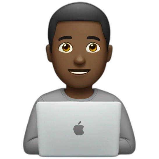 black man in computer emoji