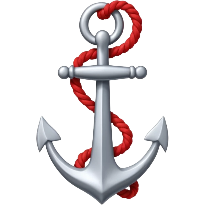 Je veux un emoji encre dans ce style là : ⚓ je veux qu’il représente sentimental par un noeud : 🪢 peut tu me faire l’ancre en argent en gardant la corde rouge plus petite la corde  emoji