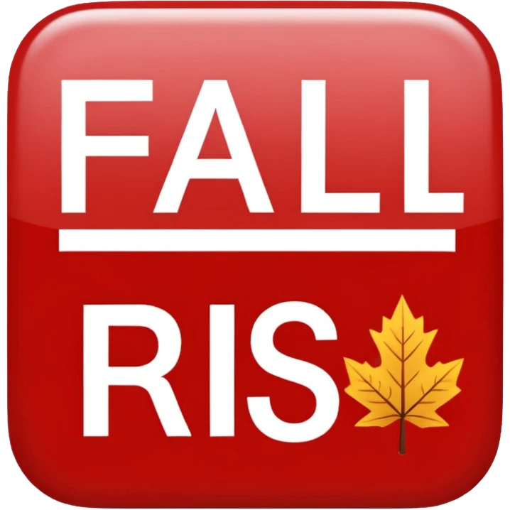 The Letters “fall risk” on a red square emoji