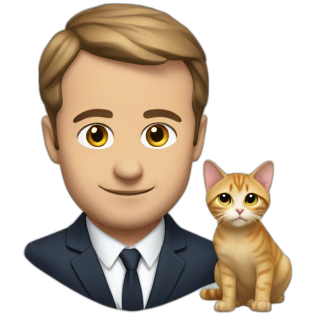 Macron with cat emoji