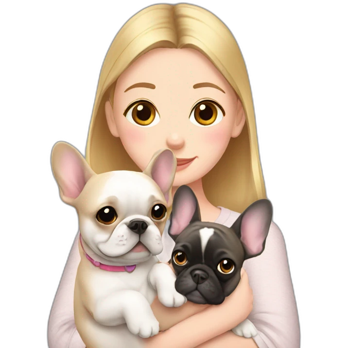 frenchie with girl emoji