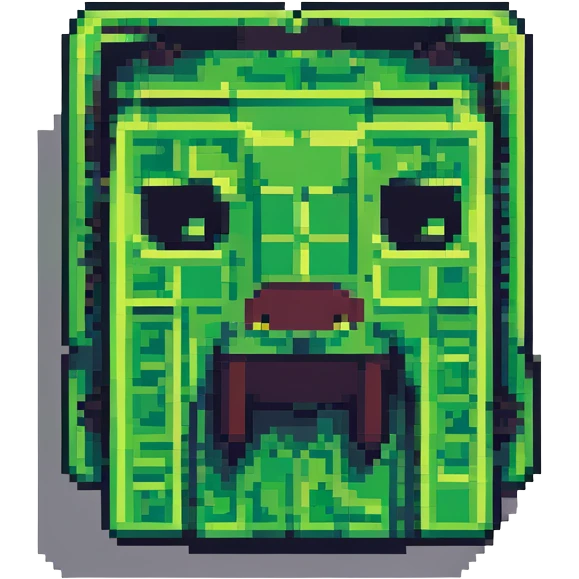 blocky minimal square pixel art Minecraft creeper face, very simple shapes emoji