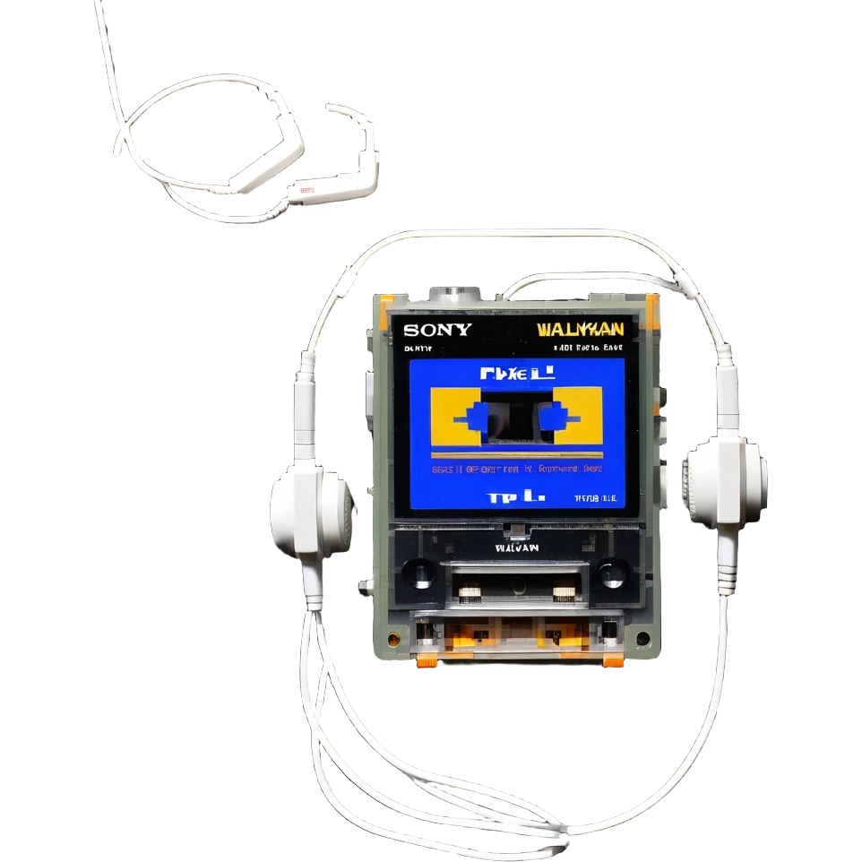 Sony Walkman TPS-L2 cassette player with headphones emoji