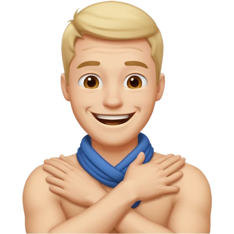 arms crossed holding neck laughing guy emoji