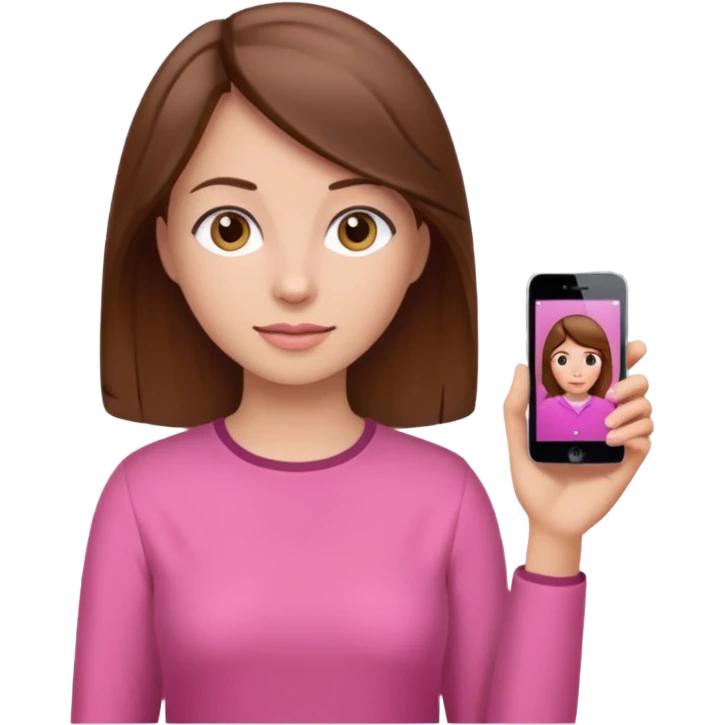 woman casual pink cloth brown hair  emoji