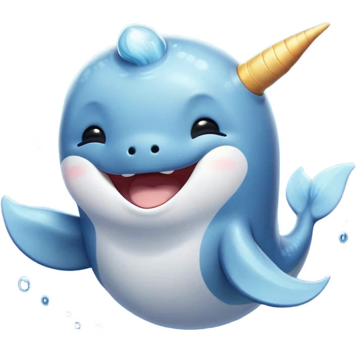 Cinematic Cute Yawning Cute Narwhal Portrait Emoji, Head tilted slightly with a dramatic, wide-open yawn, showcasing a streamlined, elegant body with a gracefully curling tusk and sleepy, half-closed eyes, Simplified yet irresistibly adorable features, highly detailed, glowing with a soft, cozy oceanic glow, high shine, relaxed yet expressive, stylized with a hint of whimsical marine ease, soft glowing outline, capturing the essence of a drowsy yet affectionate cute narwhal that appears ready to stretch and yawn its way out of the screen! emoji