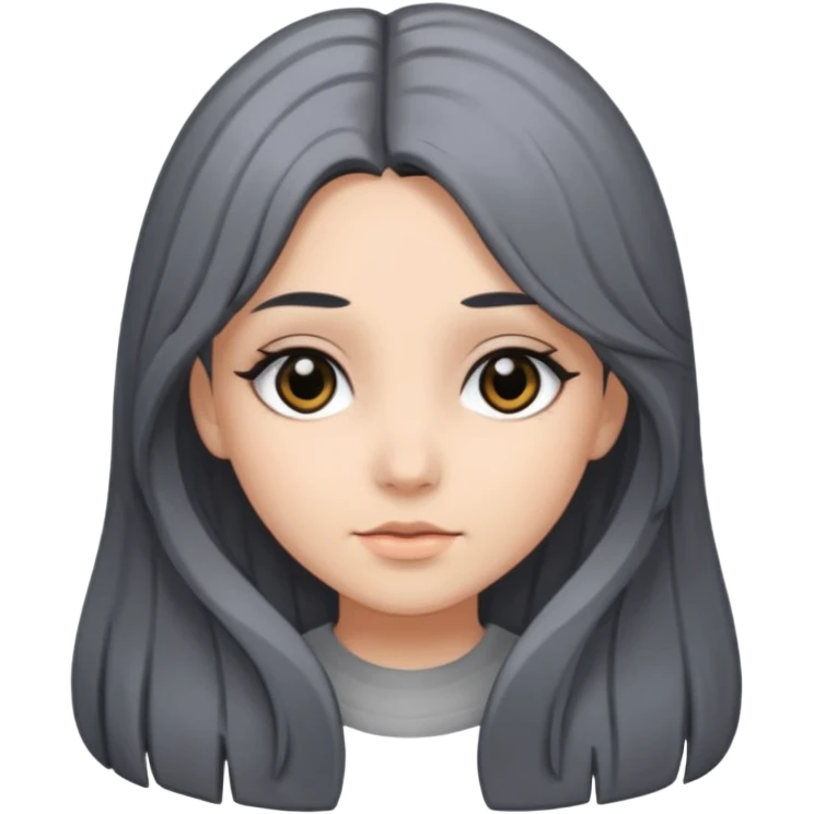 girl with black and gray hair and black eyes and long hair emoji