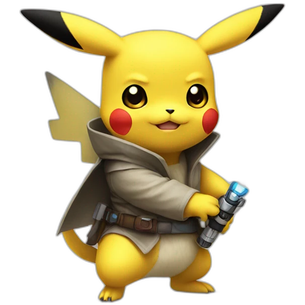 Pikachu with lightsaber emoji