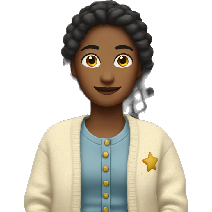 Cream cardigan with stars on the elbows emoji