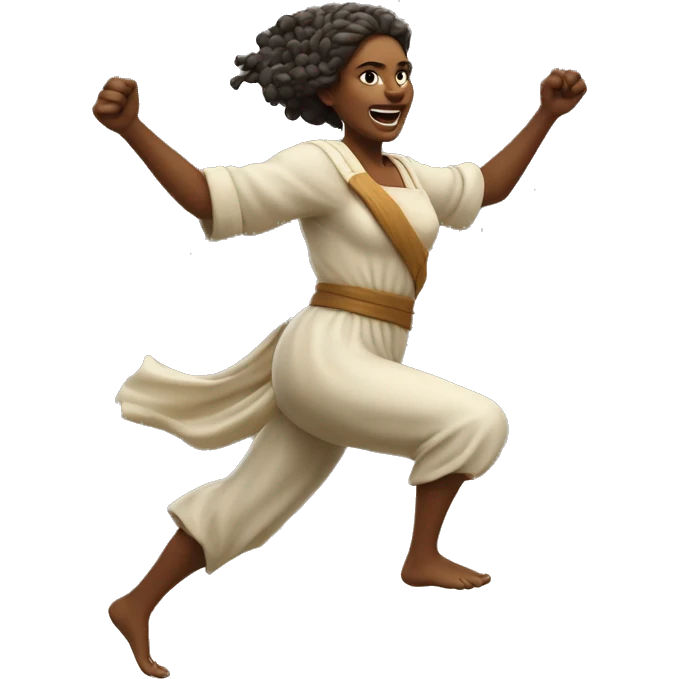 Farmer Pagan goddess sprinting, with a large stride and arms outstretched emoji
