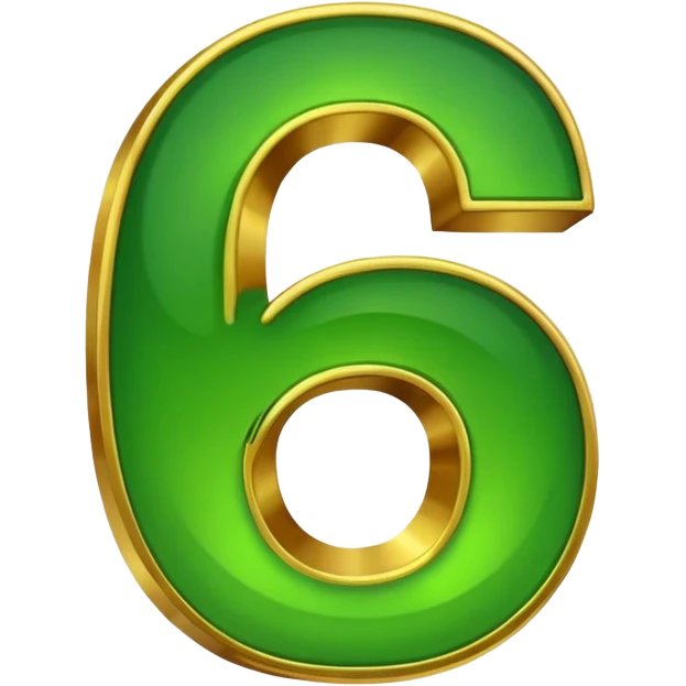 number 6 in golden and green shadows emoji