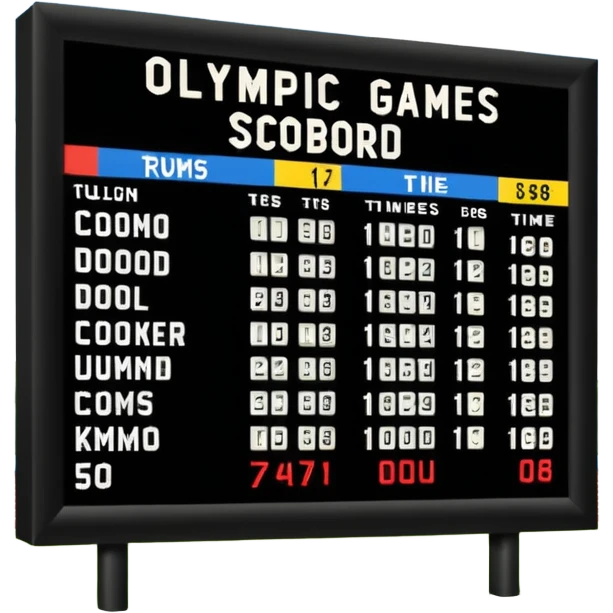 un panneau des jeaux olympic qui affiche le temps des coureurs affichant 9.58s  emoji