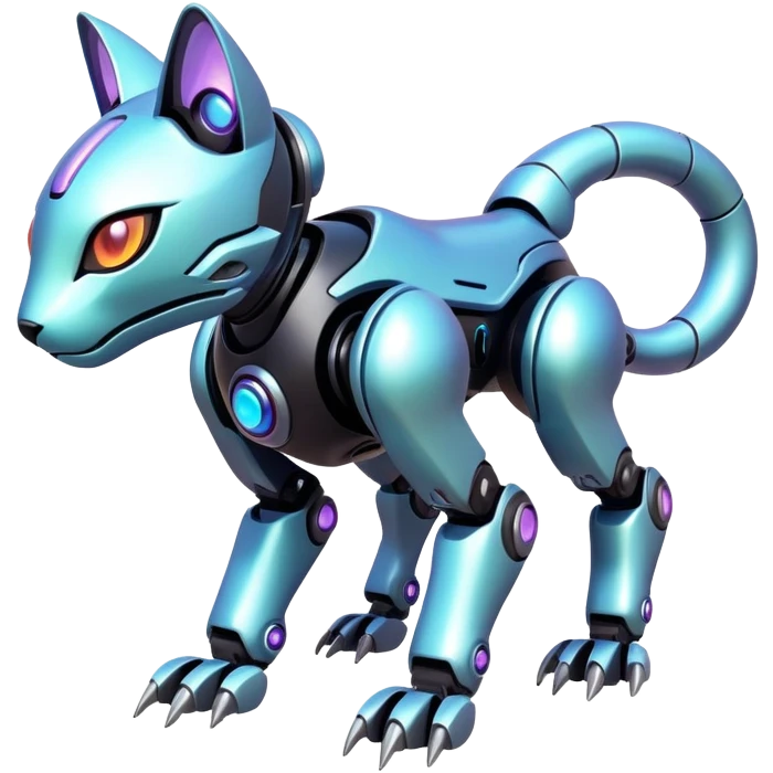  exotic iridescent cyber-Protogen-Fakémon-Pokémon-Vernid-robot-feline-creature emoji